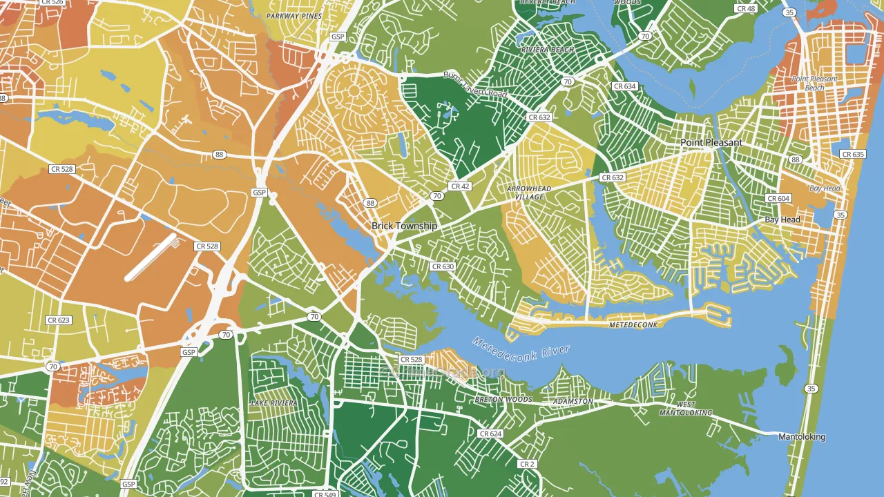 Brick, NJ Map of Murder Rates