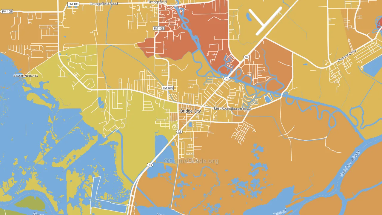 Bridge City, TX Map of Murder Rates