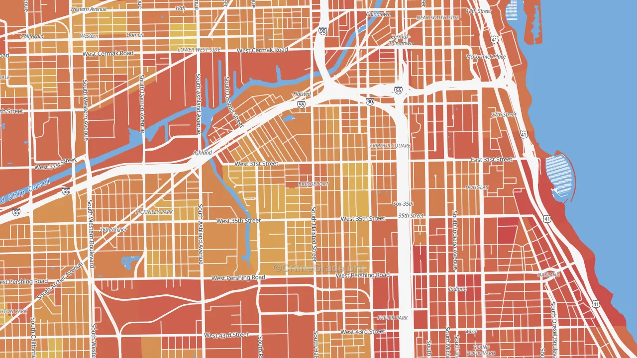 Bridgeport, Chicago, IL Map of Murder Rates
