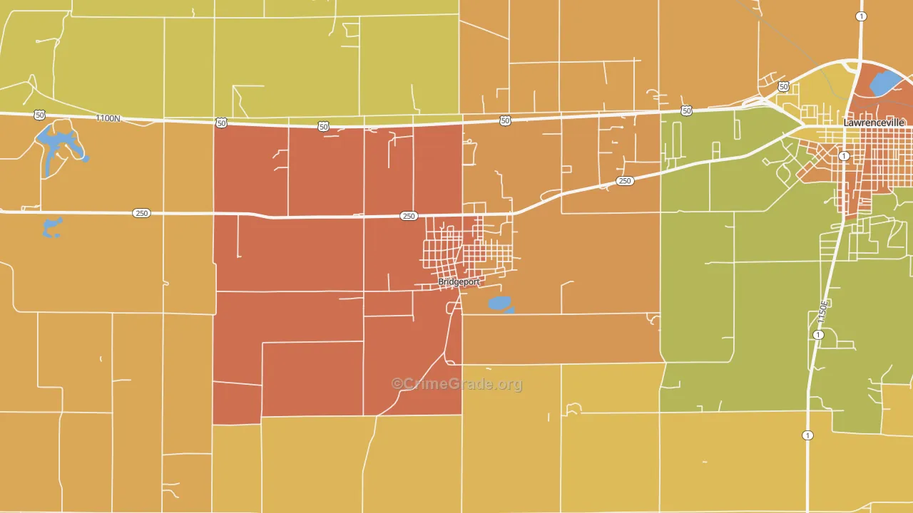 Bridgeport, IL Map of Murder Rates