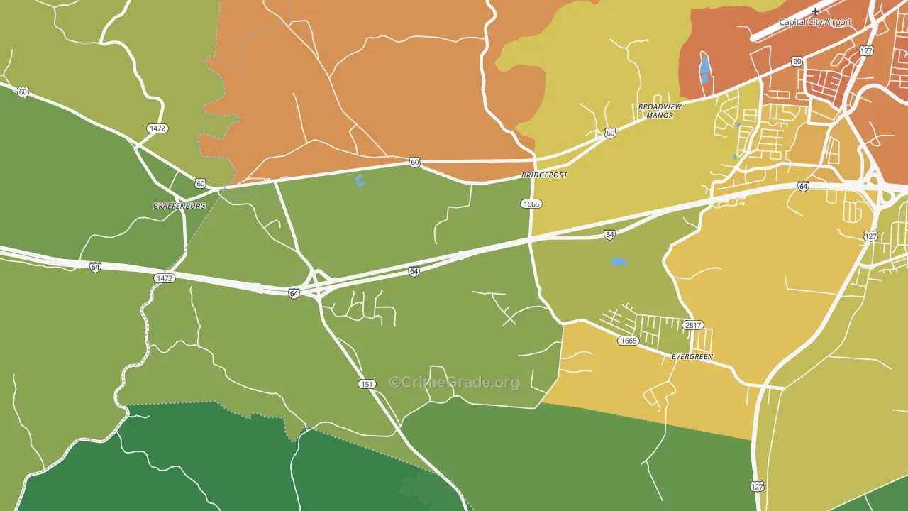 Bridgeport, KY Map of Murder Rates
