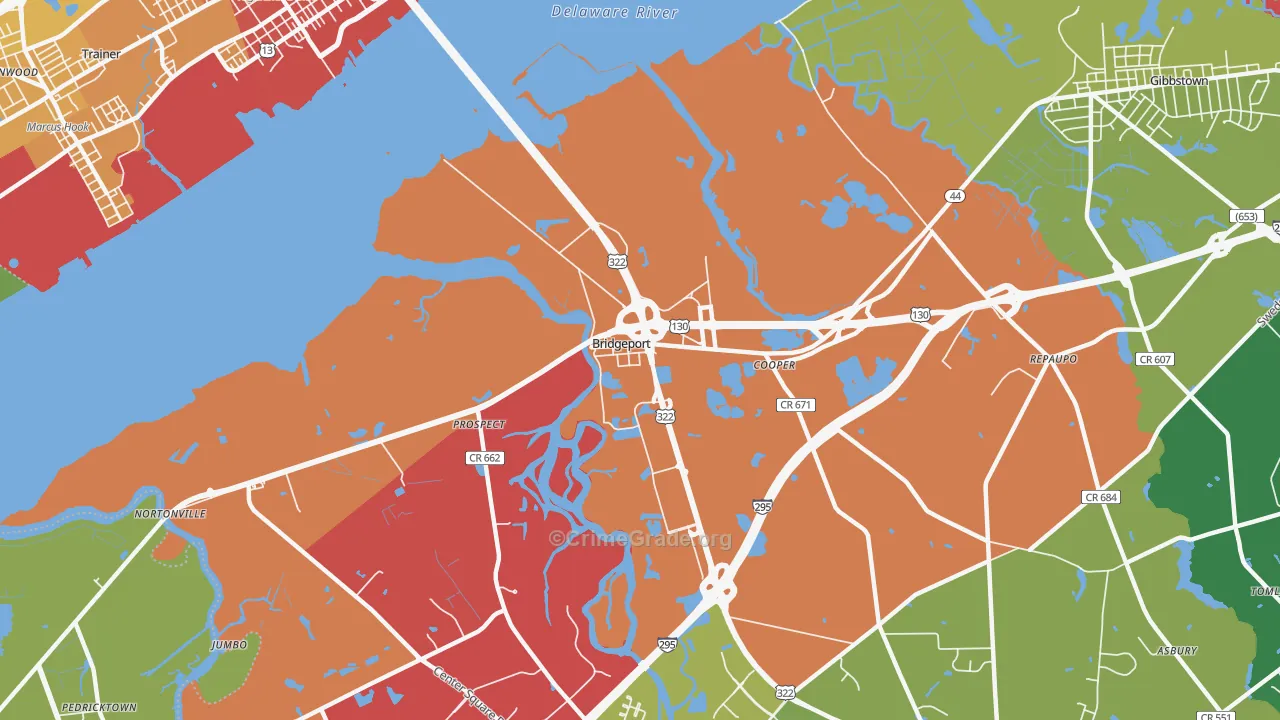 Bridgeport, NJ Map of Murder Rates