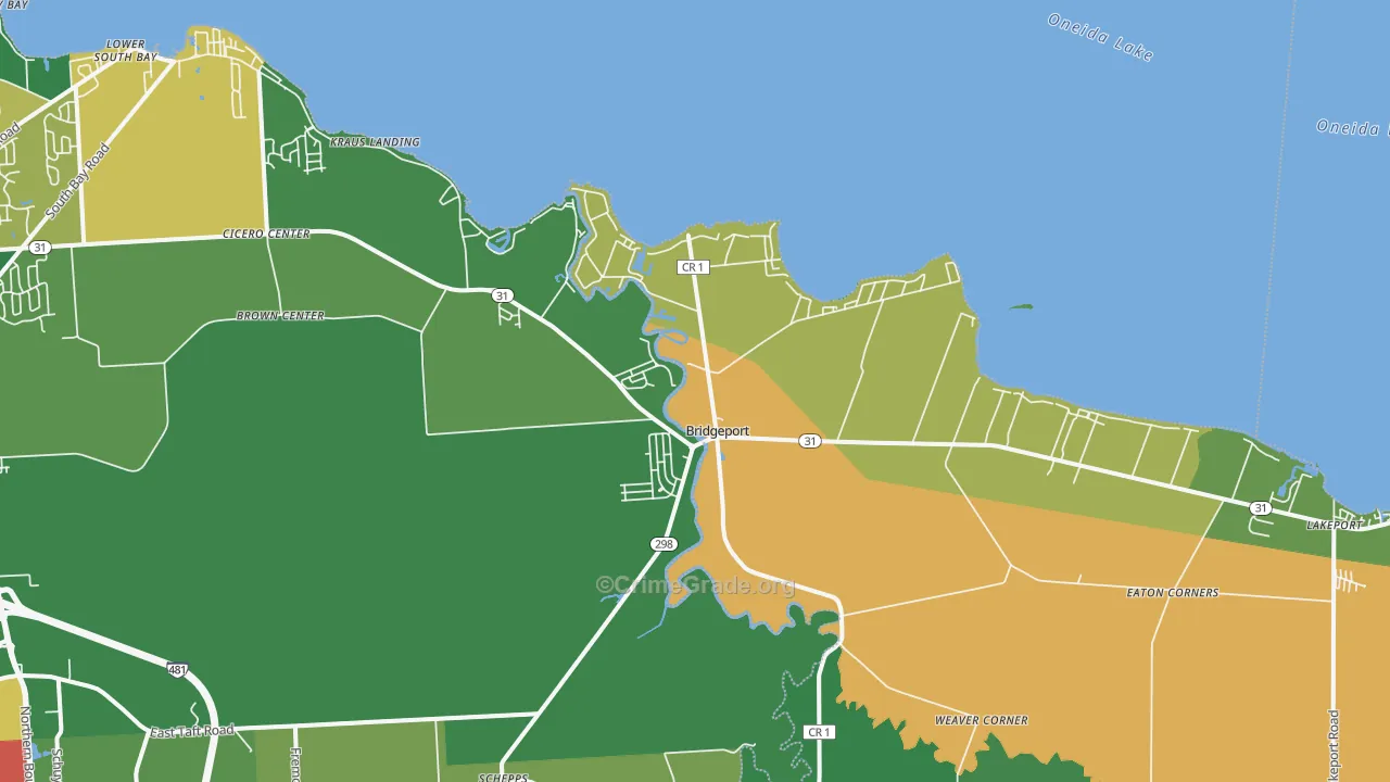 Bridgeport, NY Map of Murder Rates