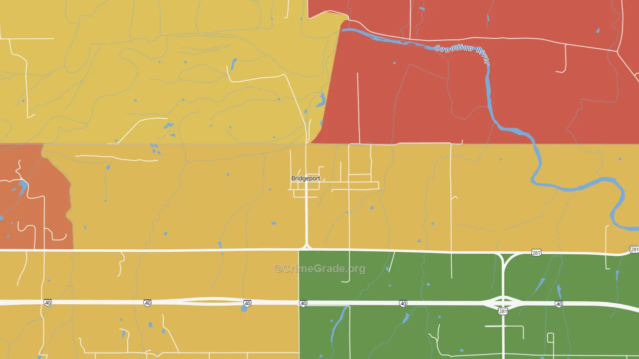 Bridgeport, OK Map of Murder Rates