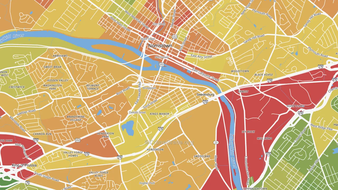 Bridgeport, PA Map of Murder Rates