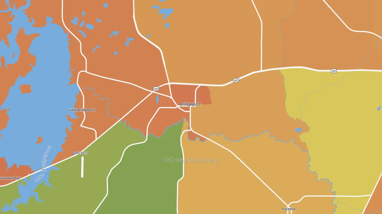 Bridgeport, TX Map of Murder Rates