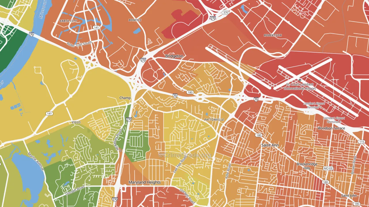 Bridgeton, MO Map of Murder Rates