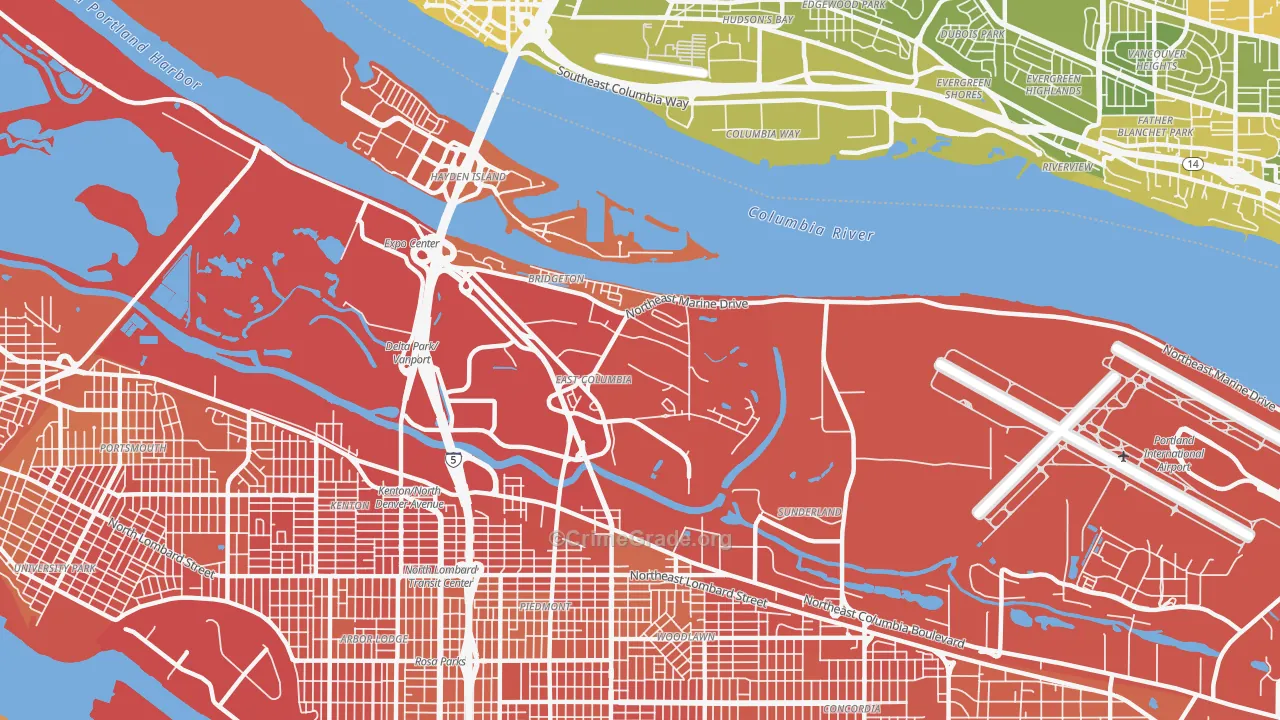 Bridgeton, Portland, OR Map of Murder Rates