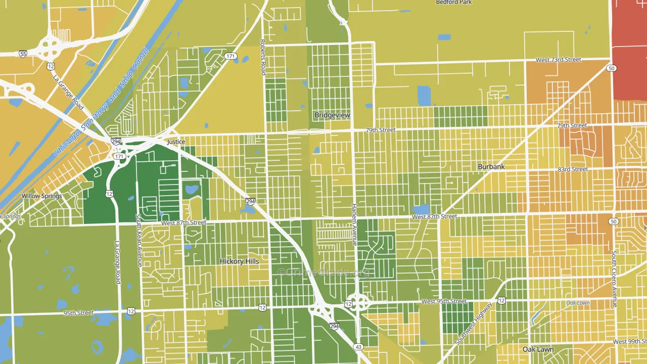 Bridgeview, IL Map of Murder Rates