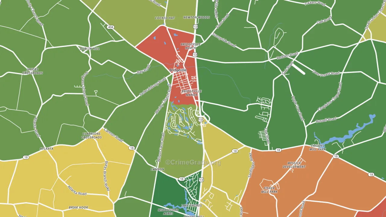 Bridgeville, DE Map of Murder Rates