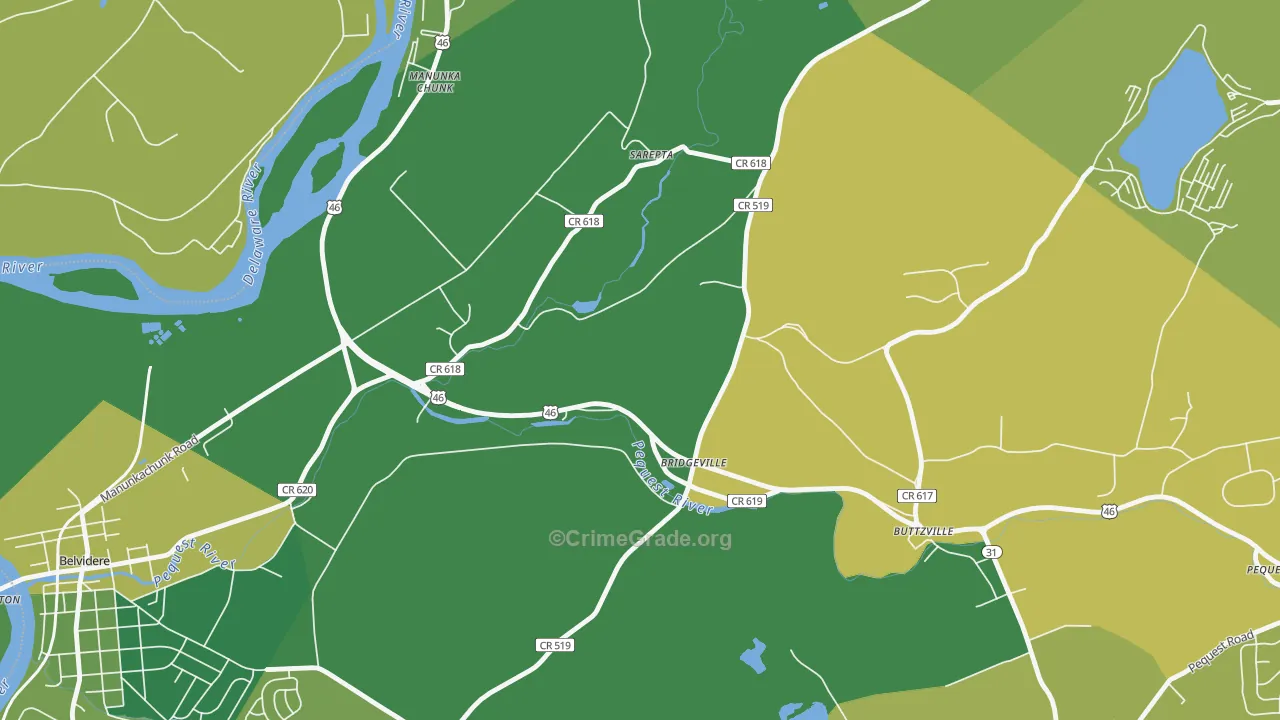 Bridgeville, NJ Map of Murder Rates