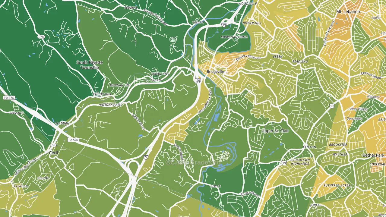 Bridgeville, PA Map of Murder Rates