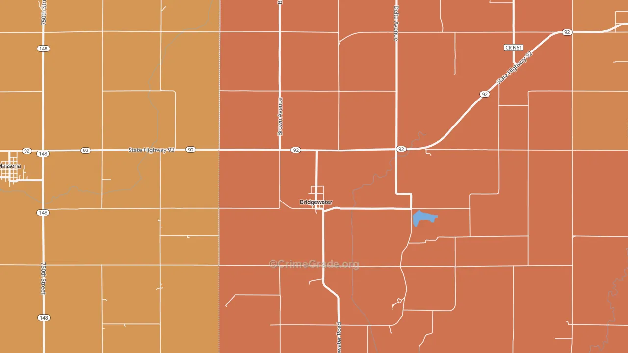 Bridgewater, IA Map of Murder Rates