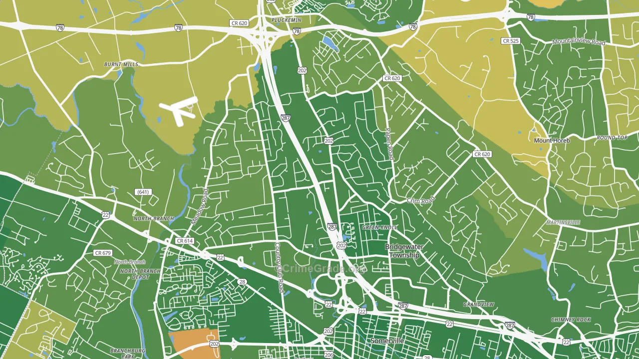 Bridgewater, NJ Map of Murder Rates