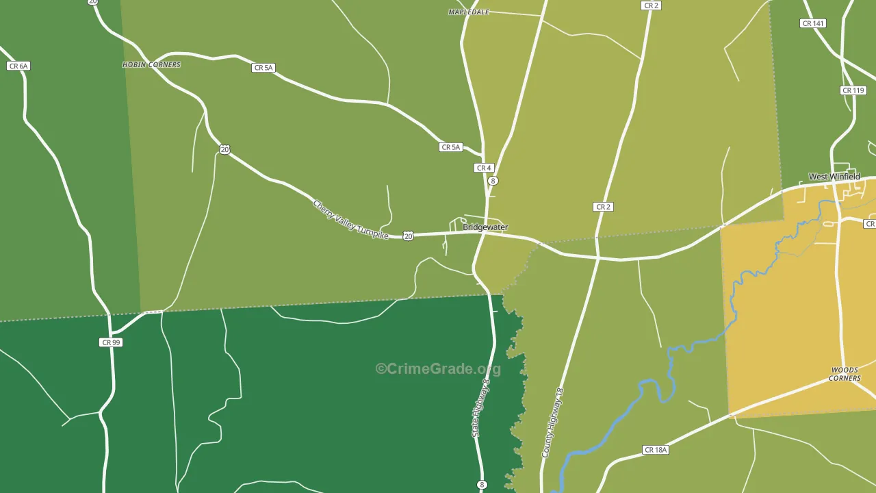 Bridgewater, NY Map of Murder Rates