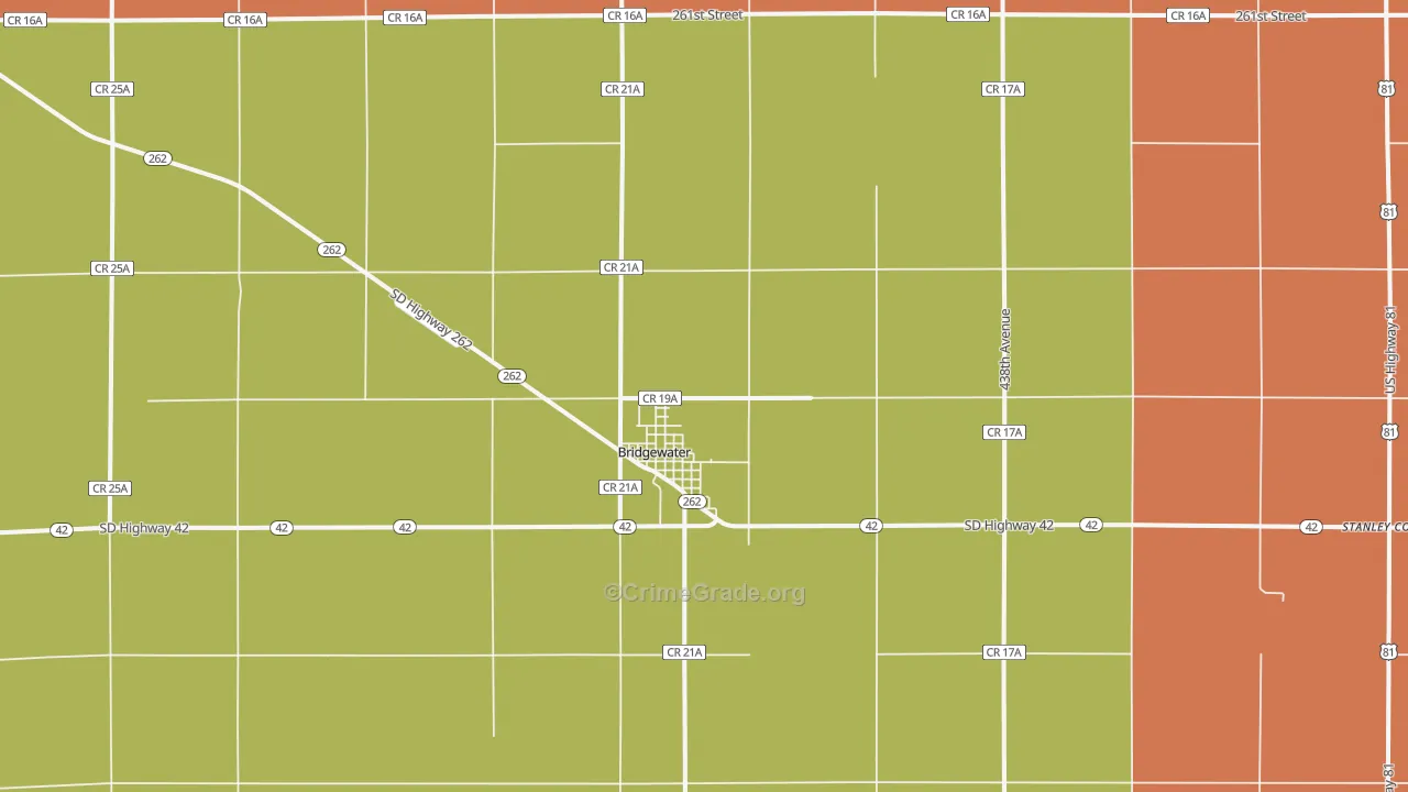 Bridgewater, SD Map of Murder Rates