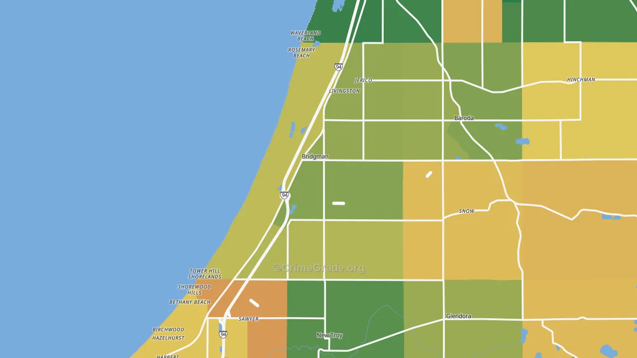 Bridgman, MI Map of Murder Rates