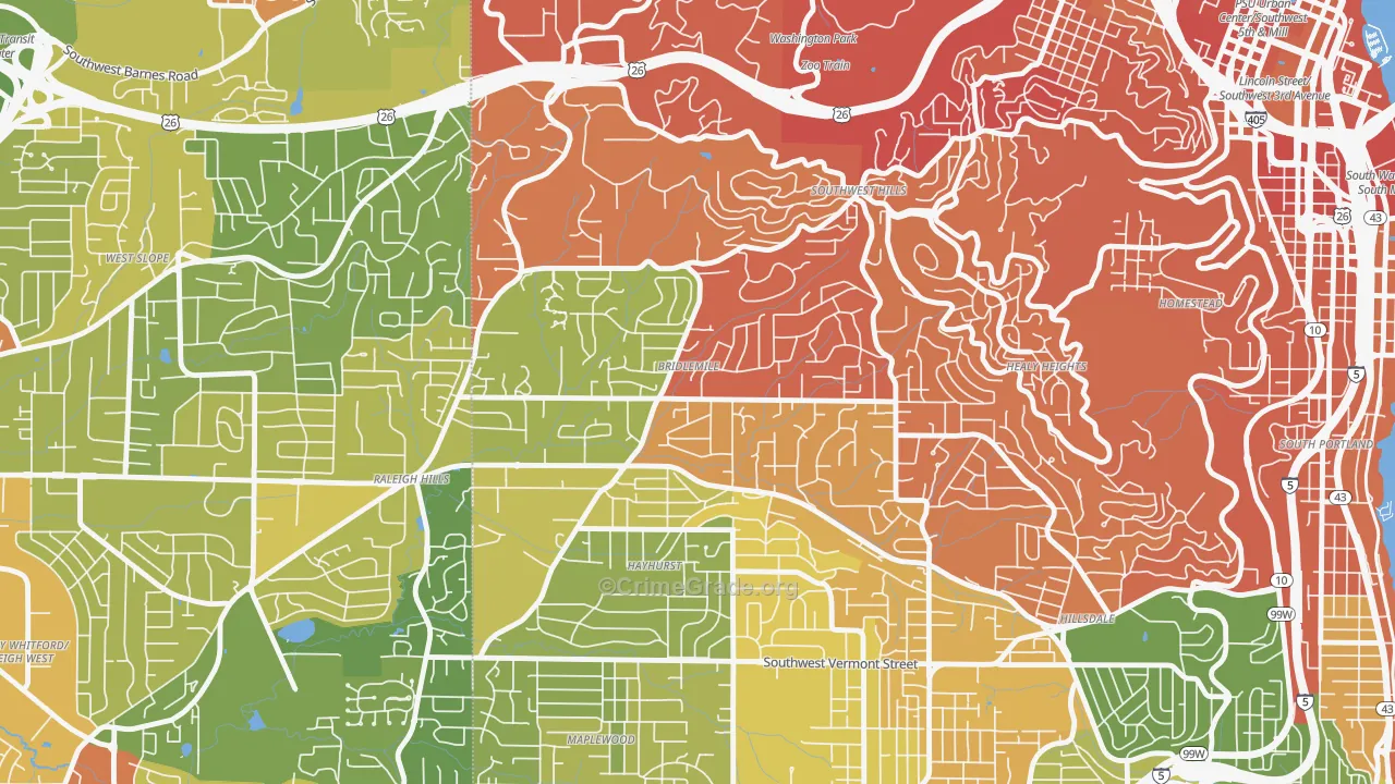 Bridlemile, Portland, OR Map of Murder Rates