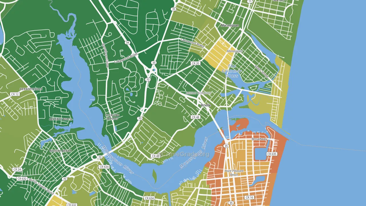 Brielle, NJ Map of Murder Rates