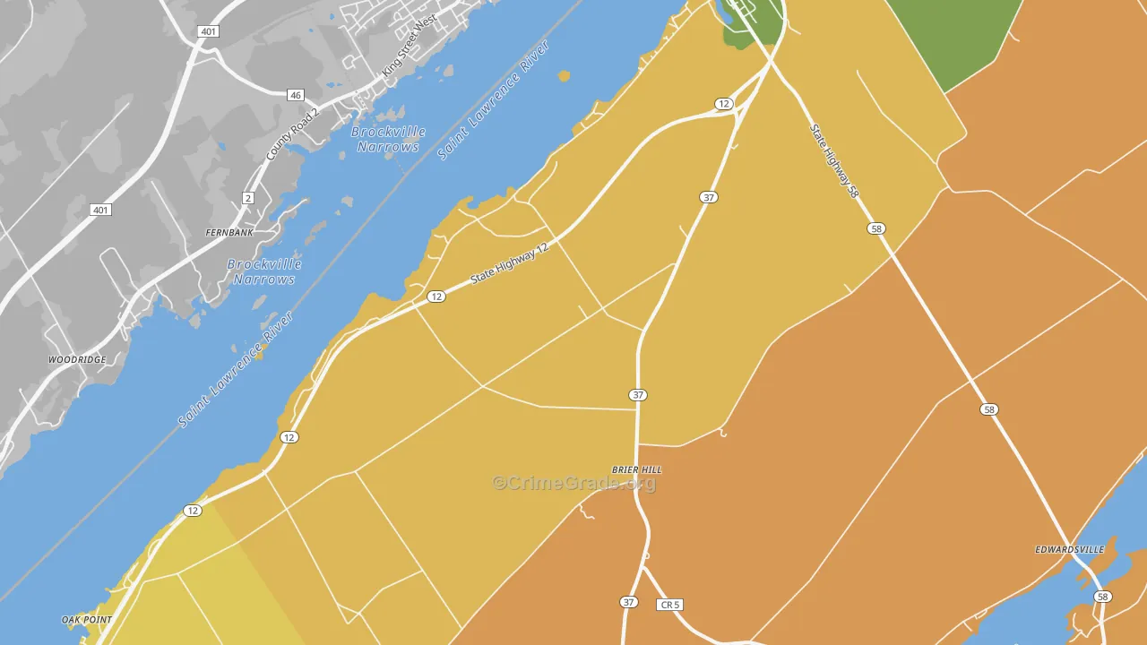 Brier Hill, NY Map of Murder Rates