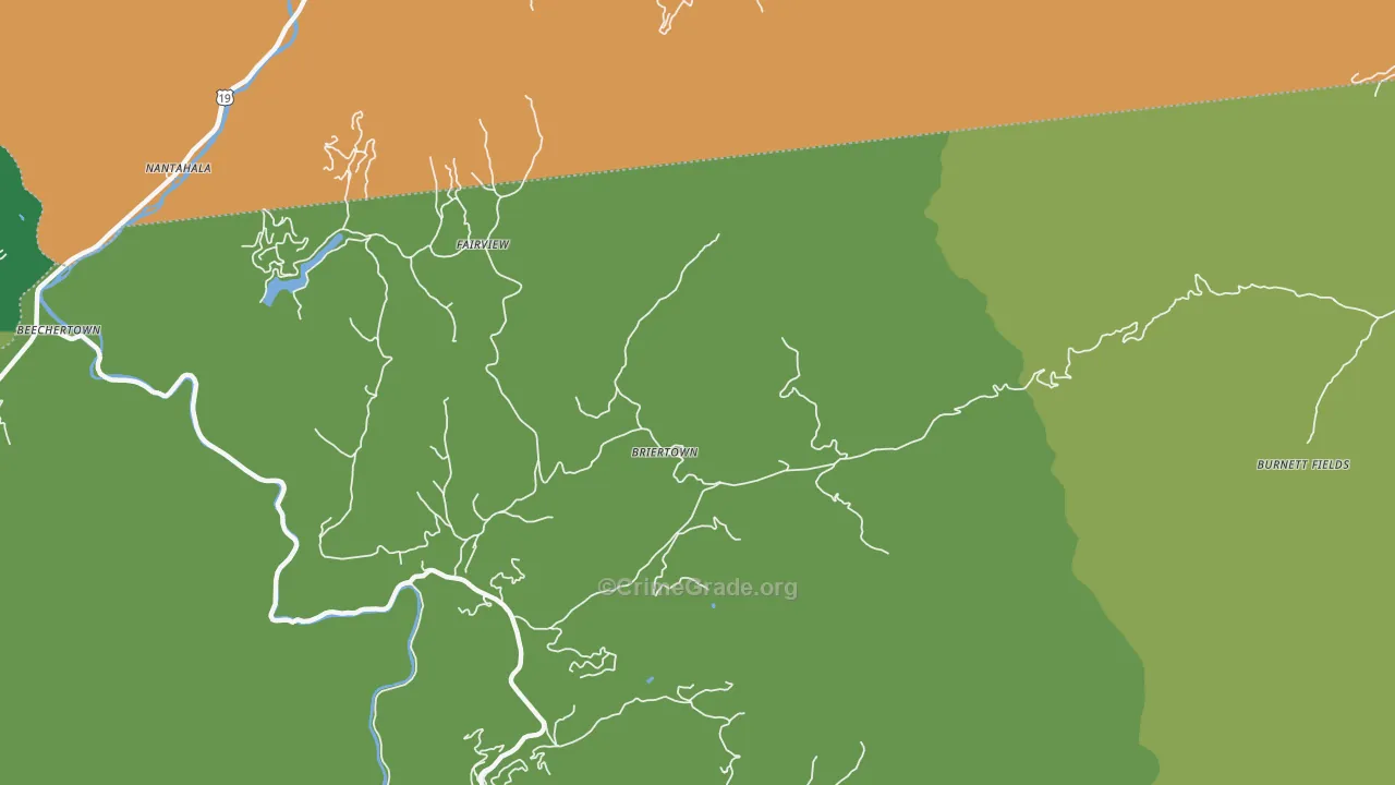 Briertown, NC Map of Murder Rates
