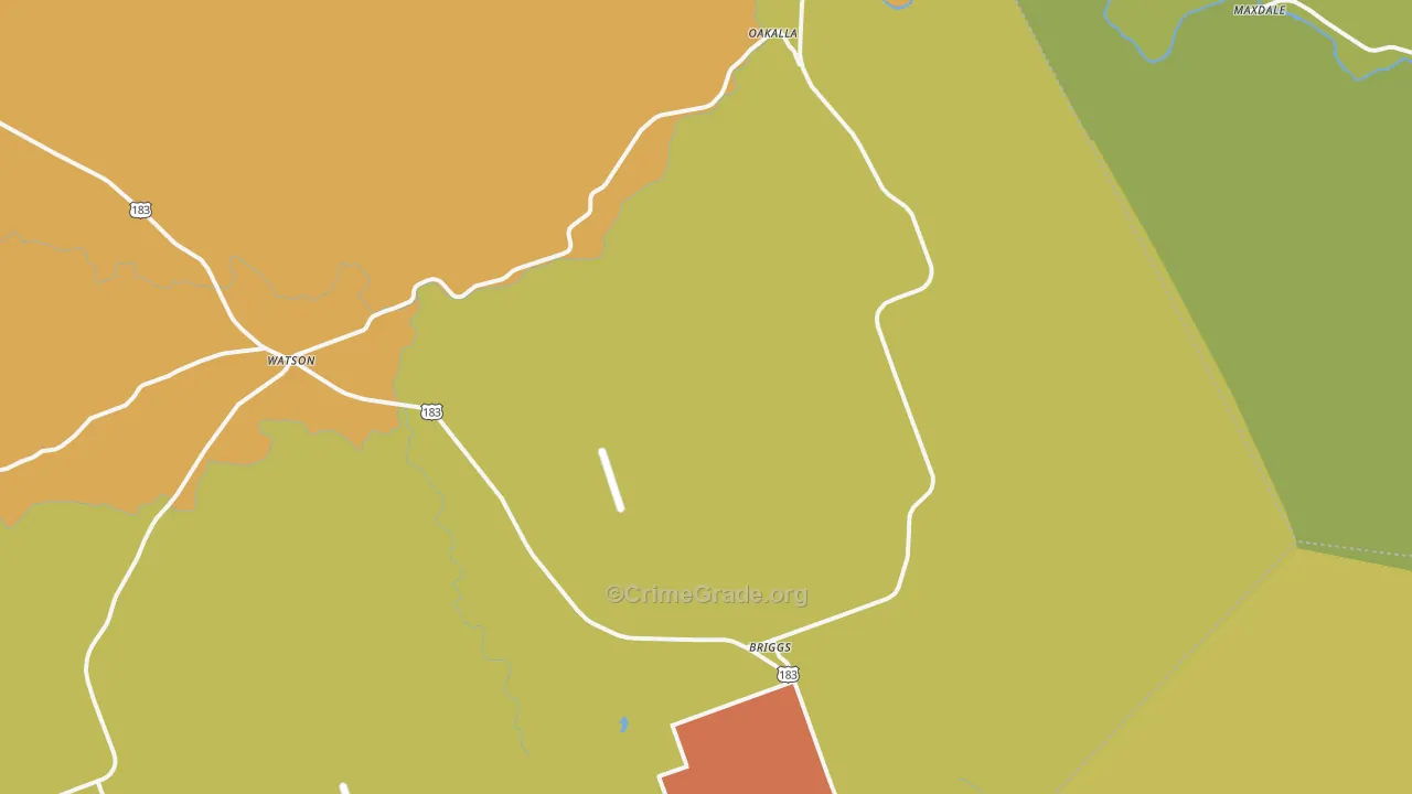 Briggs, TX Map of Murder Rates