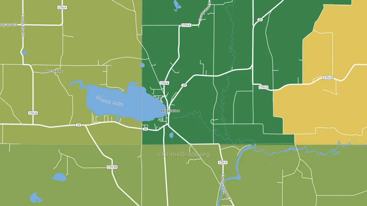 Briggsville, WI Map of Murder Rates