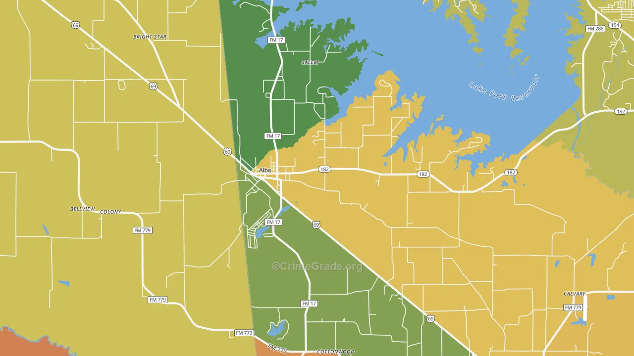 Bright Star, TX Map of Murder Rates