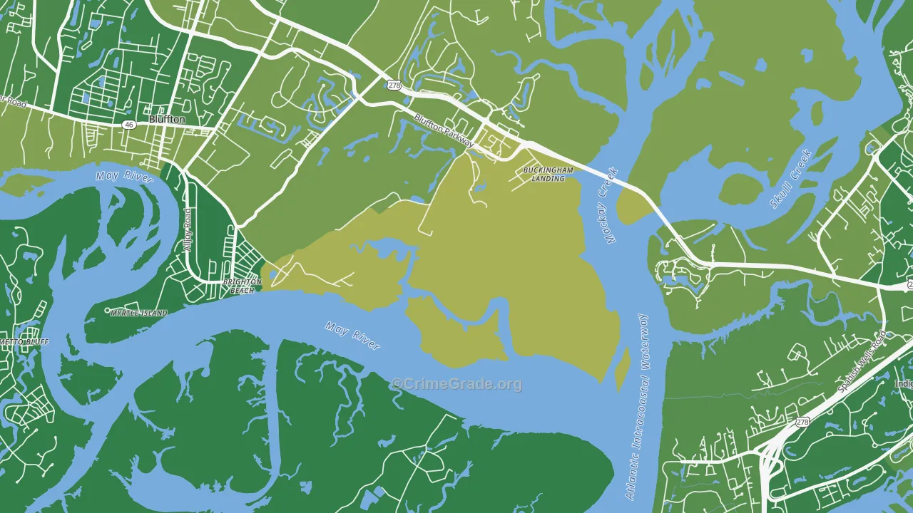 Brighton Beach, SC Map of Murder Rates