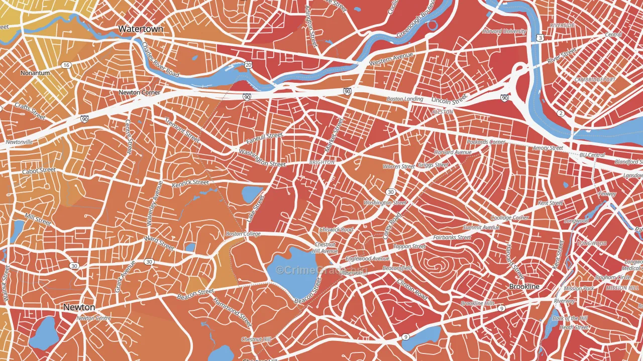 Brighton, MA Map of Murder Rates