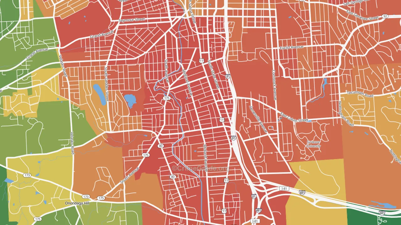 Brighton, Syracuse, NY Map of Murder Rates