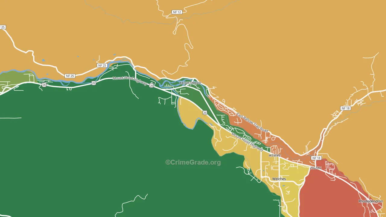 Brightwood, OR Map of Murder Rates