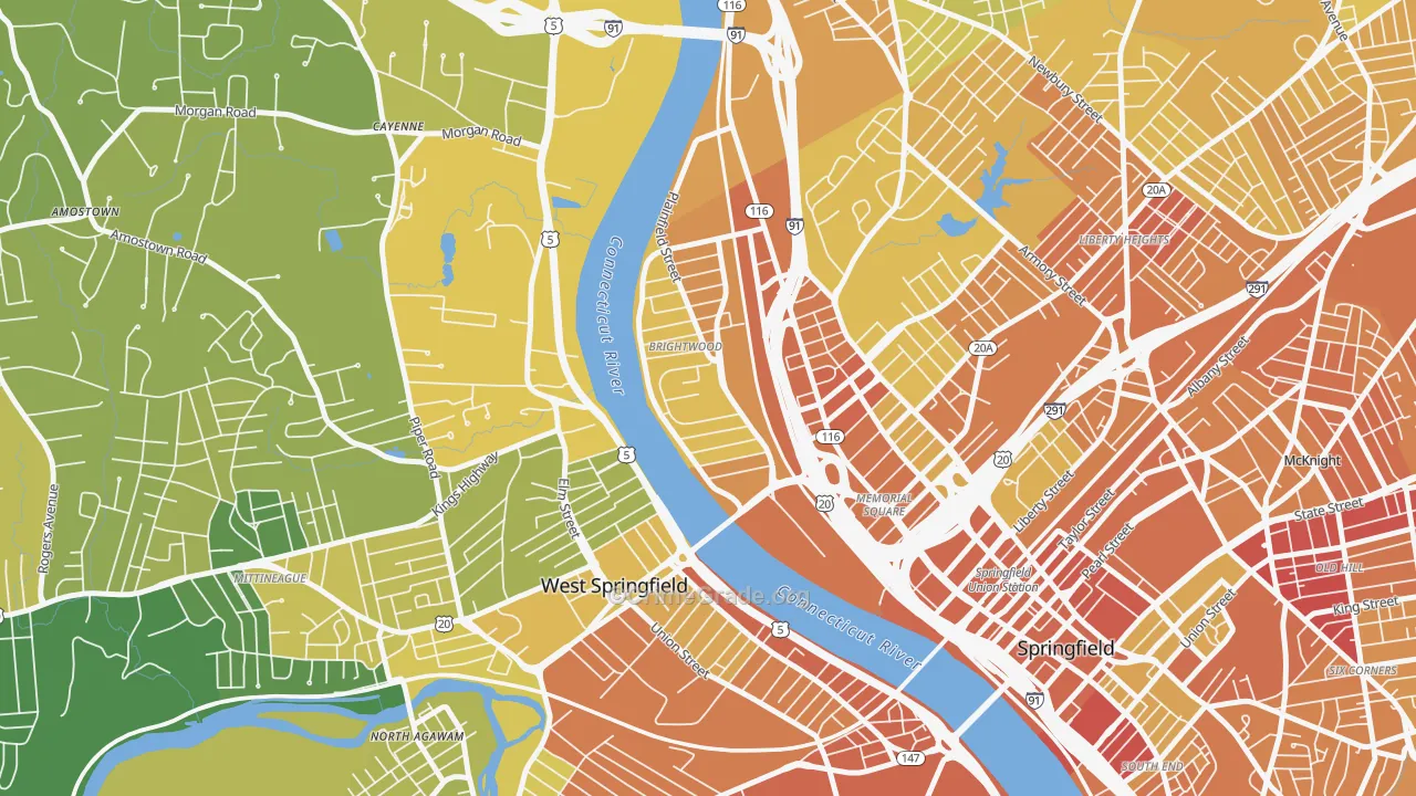 Brightwood, Springfield, MA Map of Murder Rates