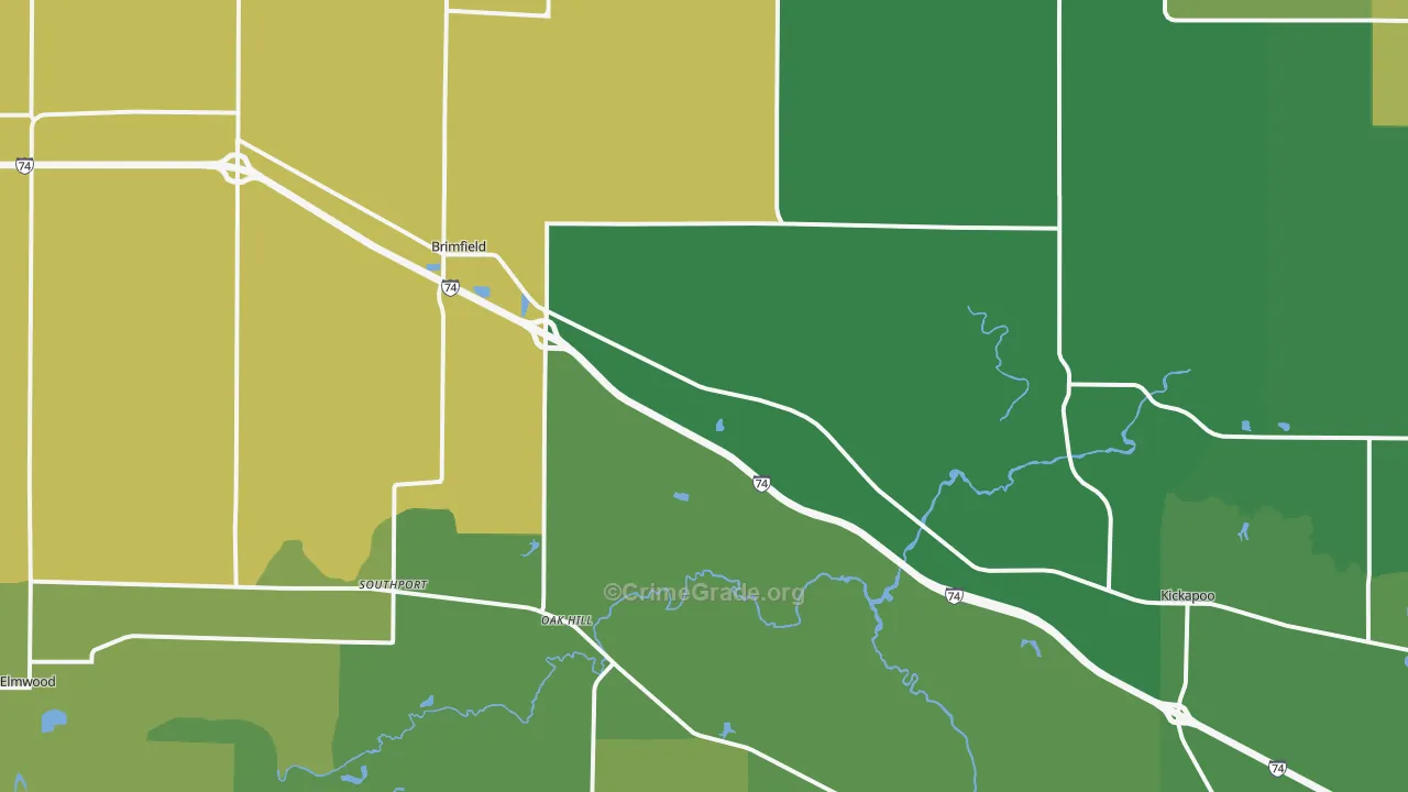 Brimfield, IL Map of Murder Rates