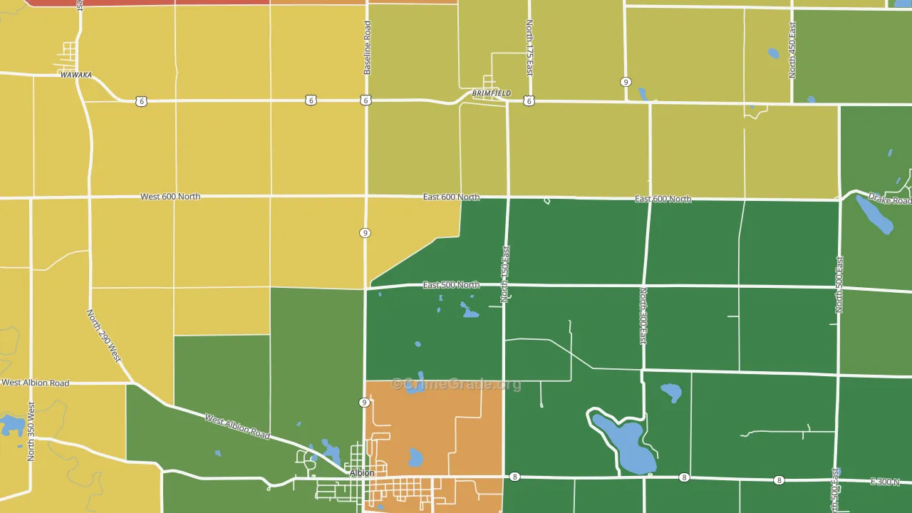 Brimfield, IN Map of Murder Rates