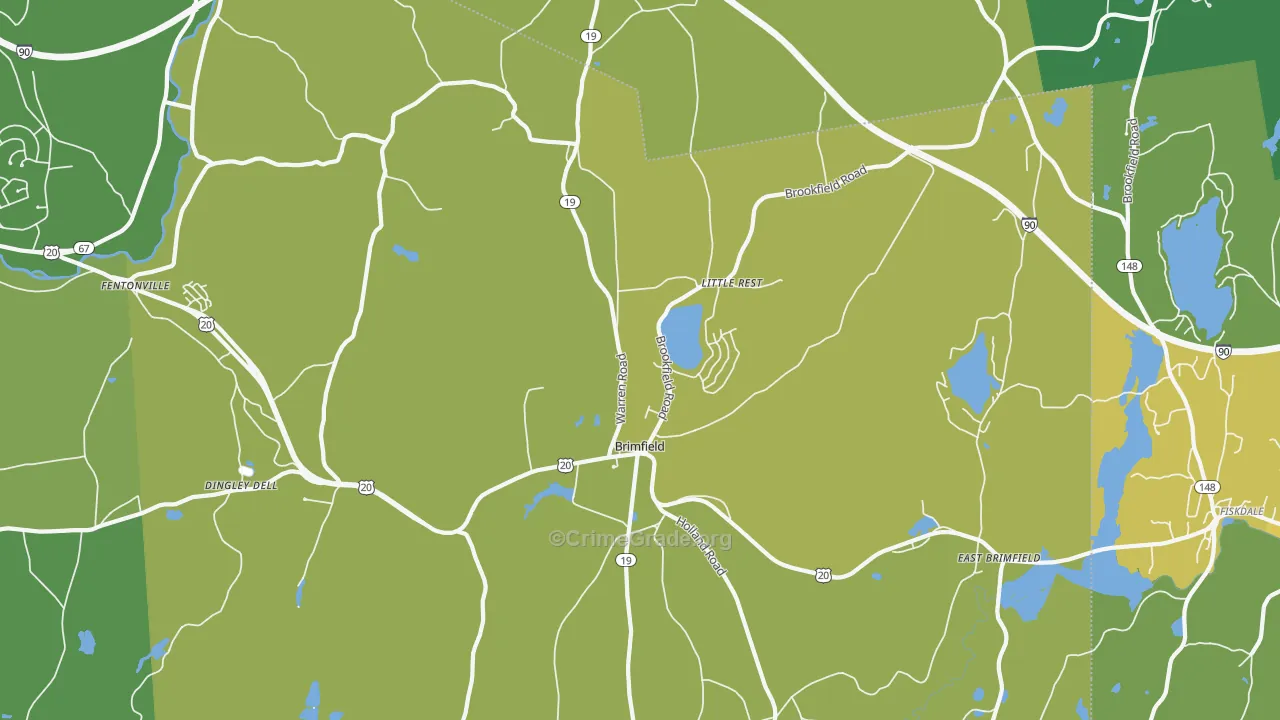 Brimfield, MA Map of Murder Rates