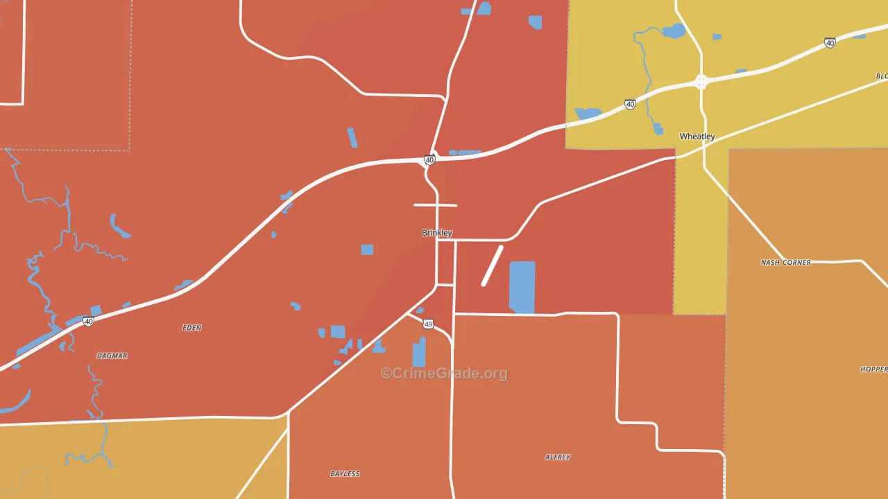 Brinkley, AR Map of Murder Rates