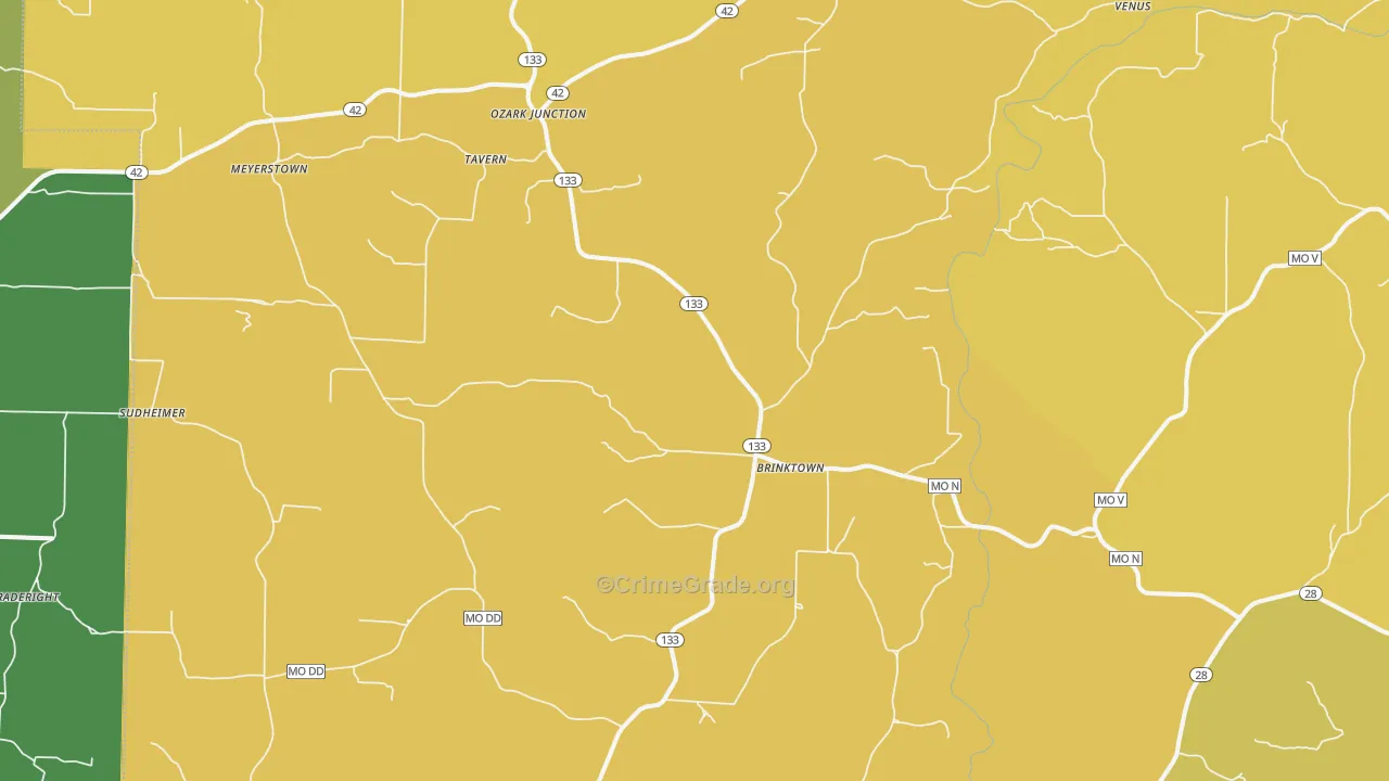 Brinktown, MO Map of Murder Rates