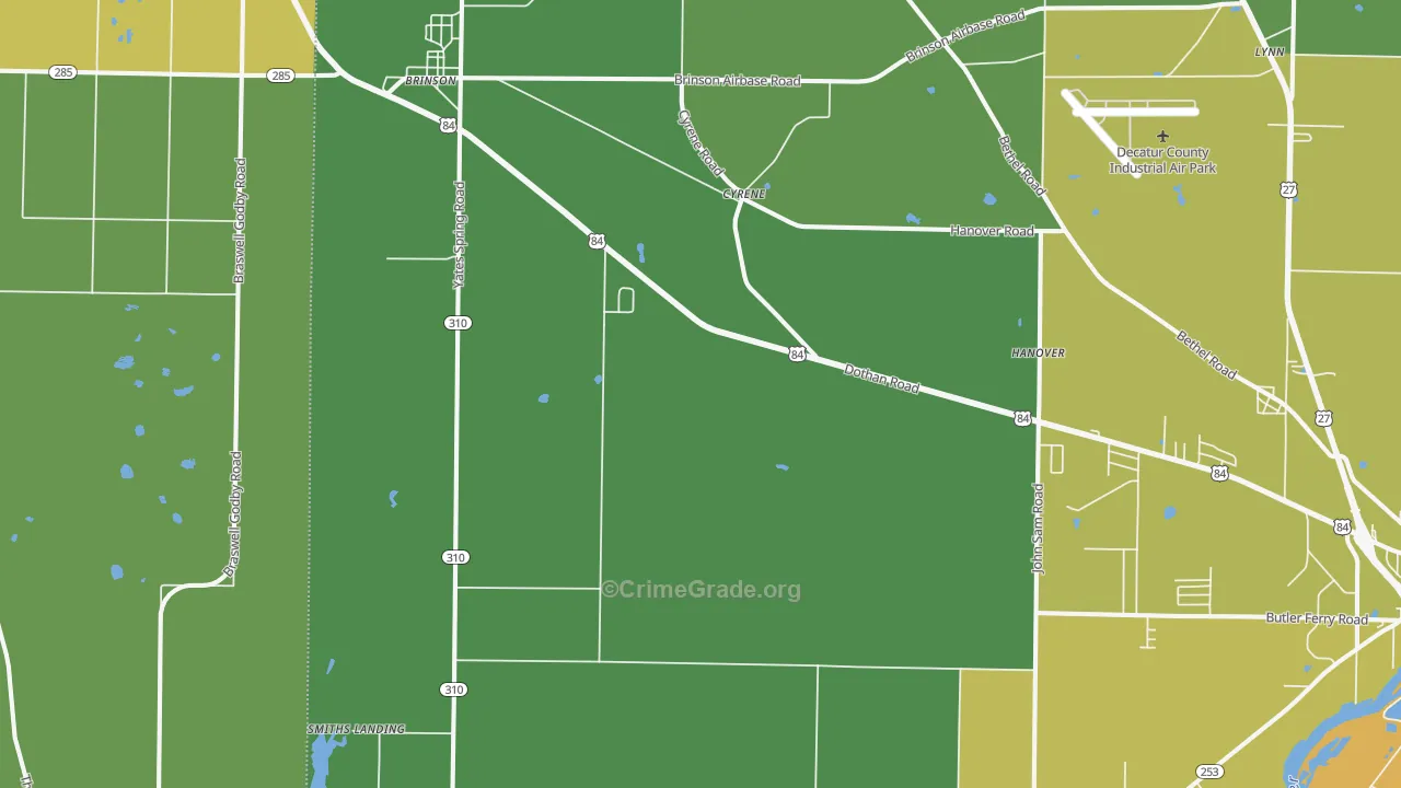 Brinson, GA Map of Murder Rates