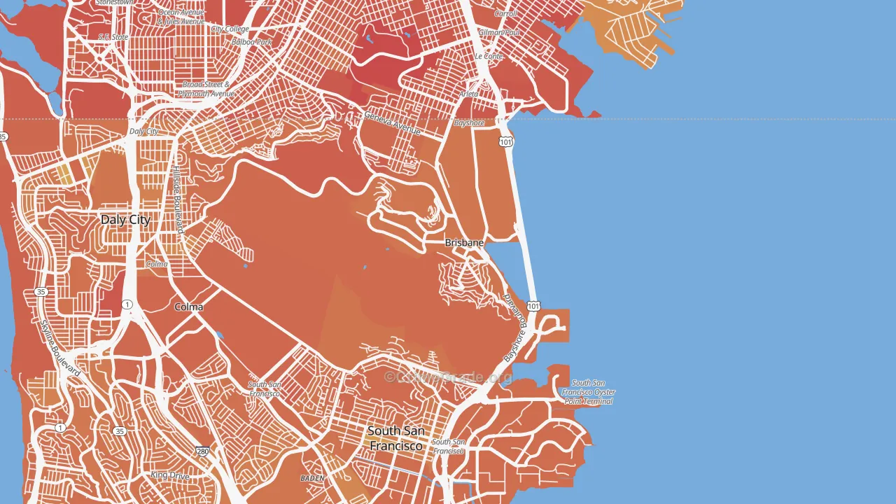 Brisbane, CA Map of Murder Rates
