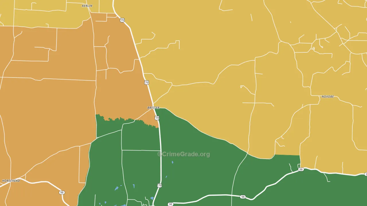 Brister, AR Map of Murder Rates
