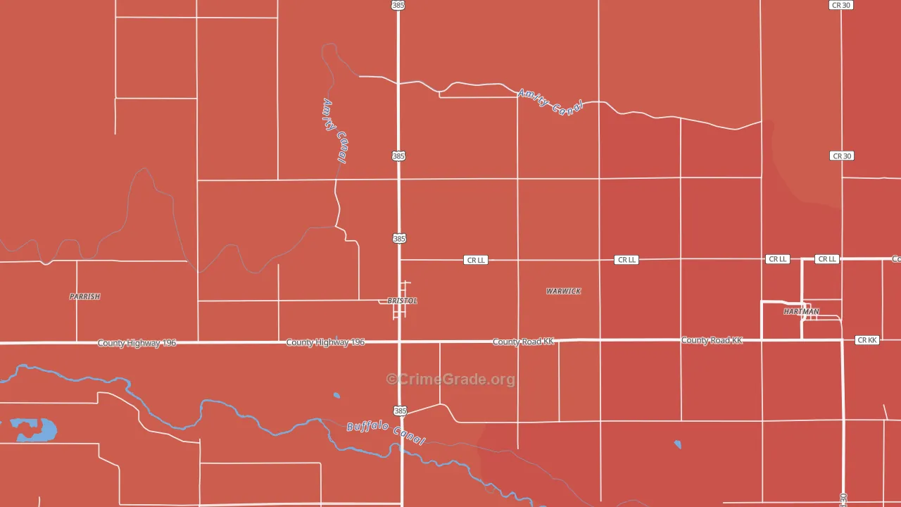 Bristol, CO Map of Murder Rates
