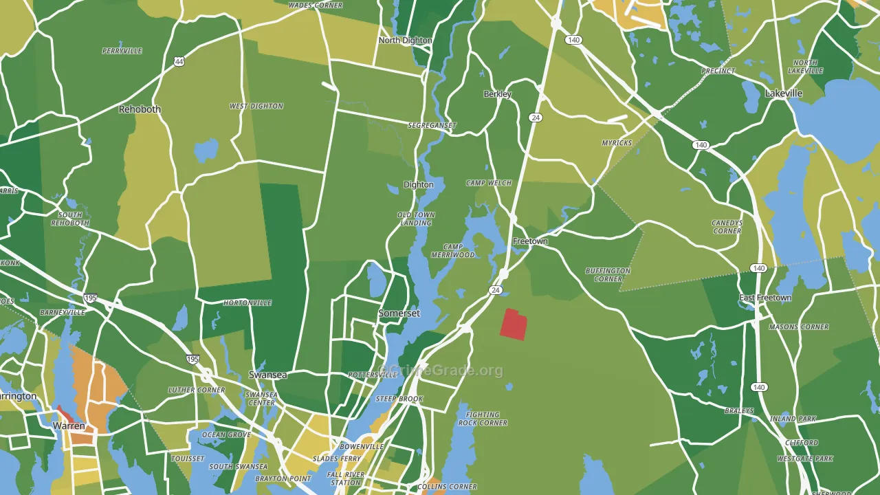 Bristol County, MA Map of Murder Rates