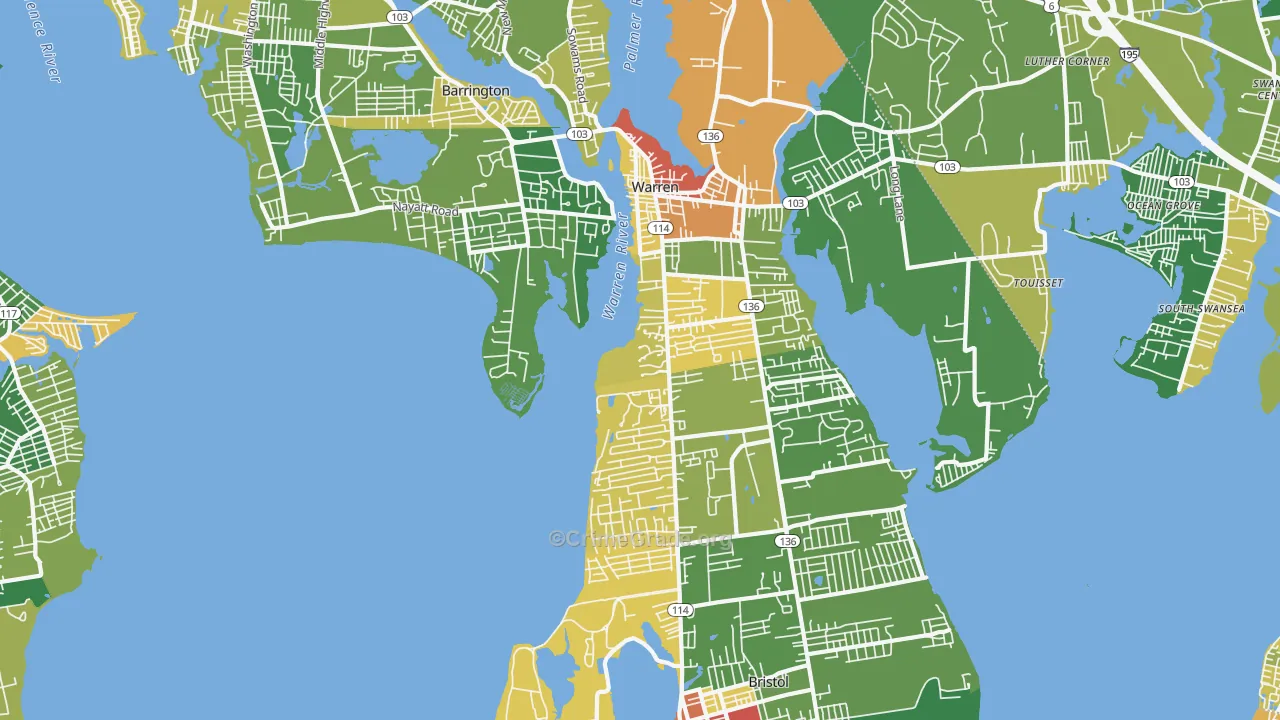 Bristol County, RI Map of Murder Rates