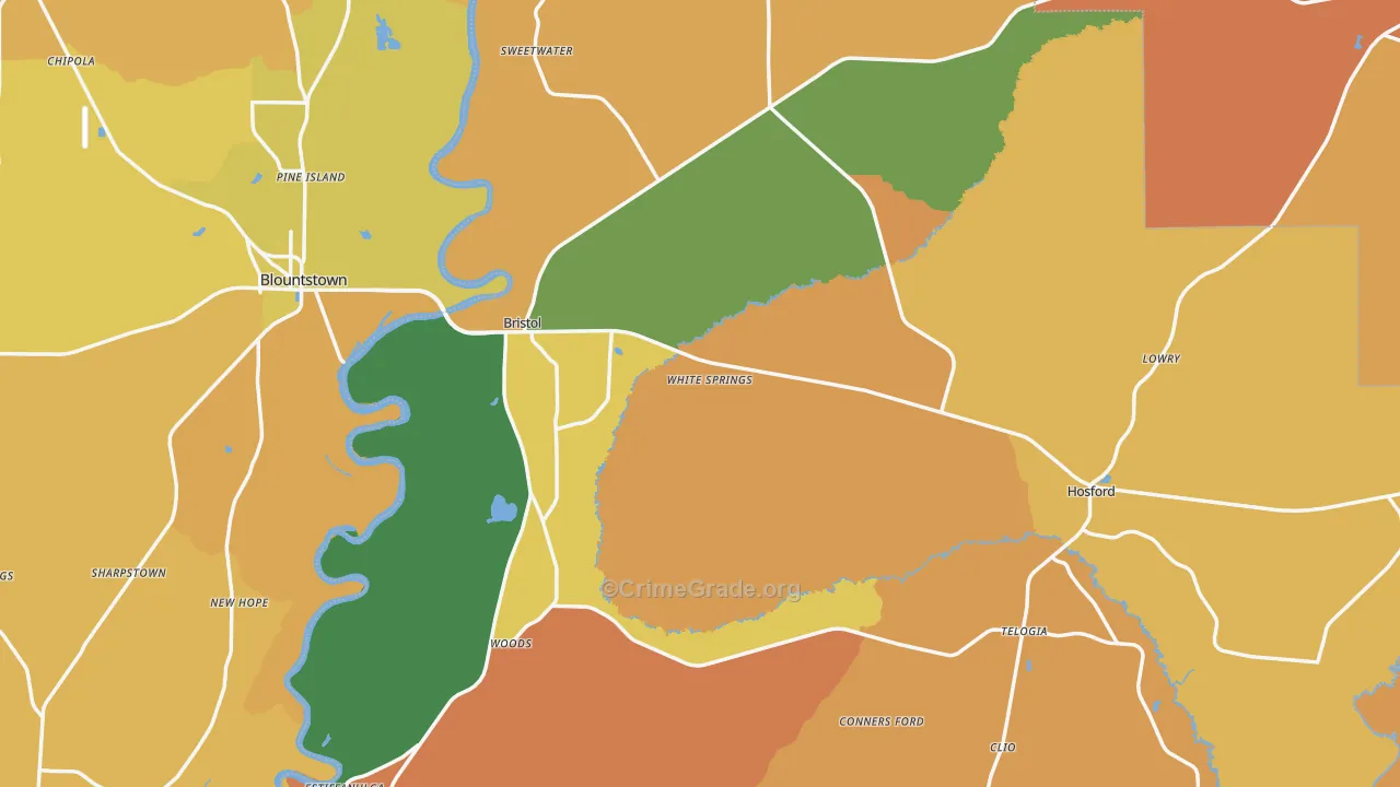 Bristol, FL Map of Murder Rates
