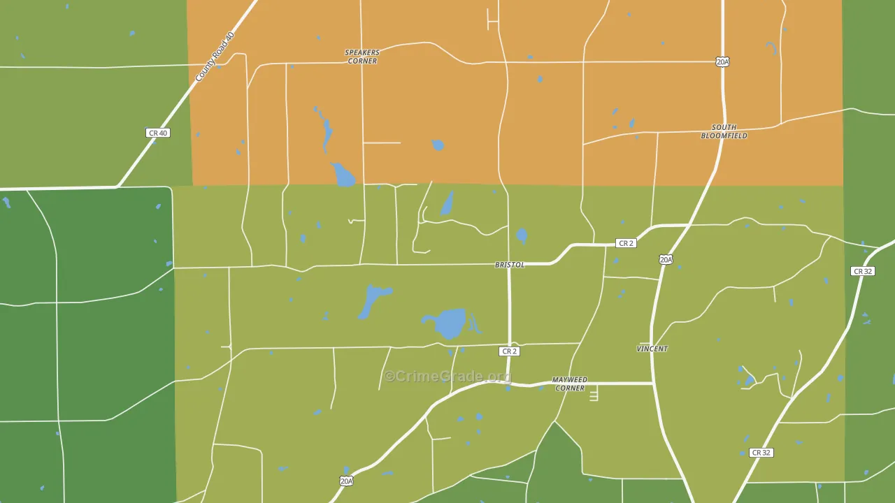 Bristol, NY Map of Murder Rates