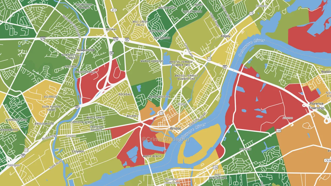 Bristol, PA Map of Murder Rates