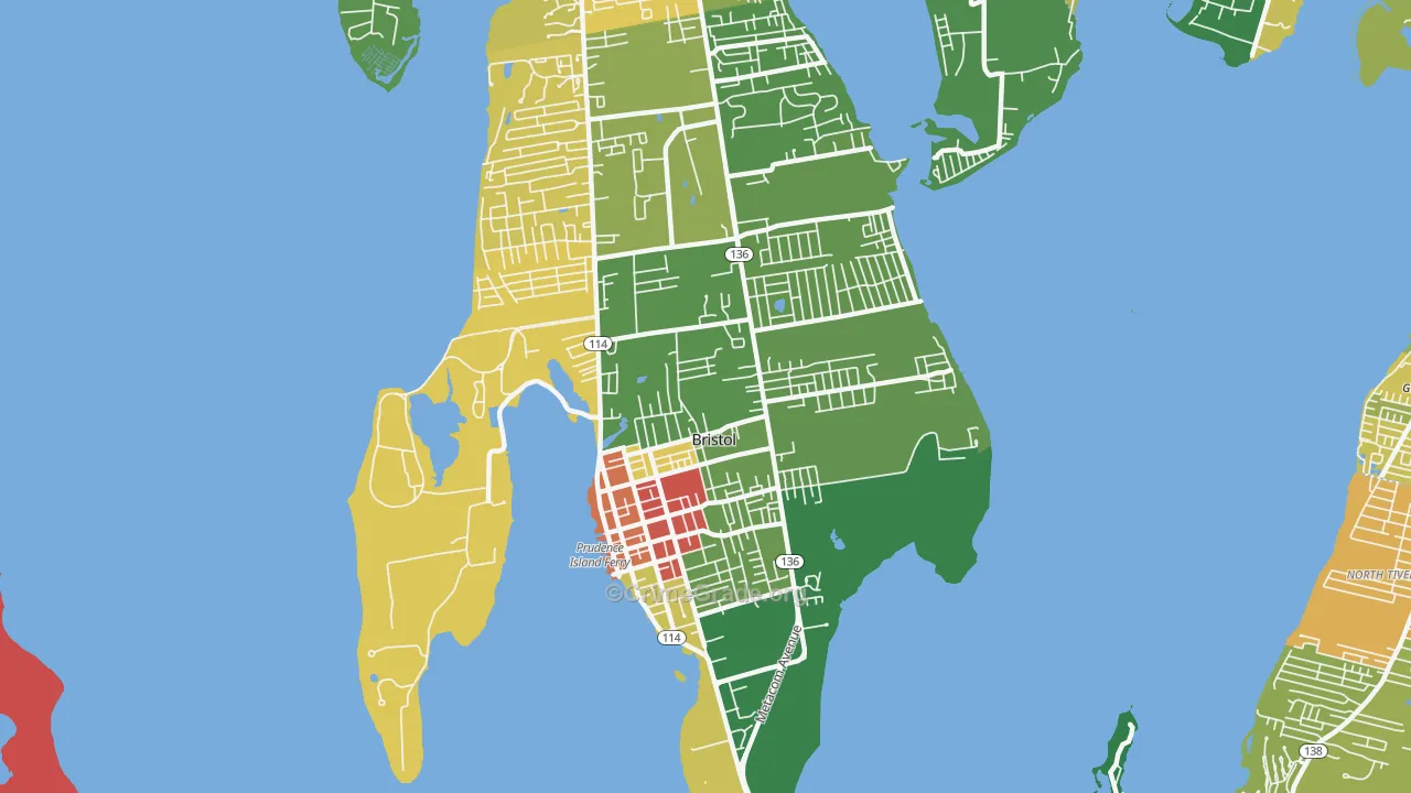 Bristol, RI Map of Murder Rates
