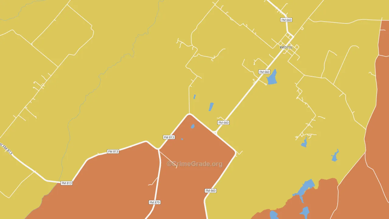 Bristol, TX Map of Murder Rates