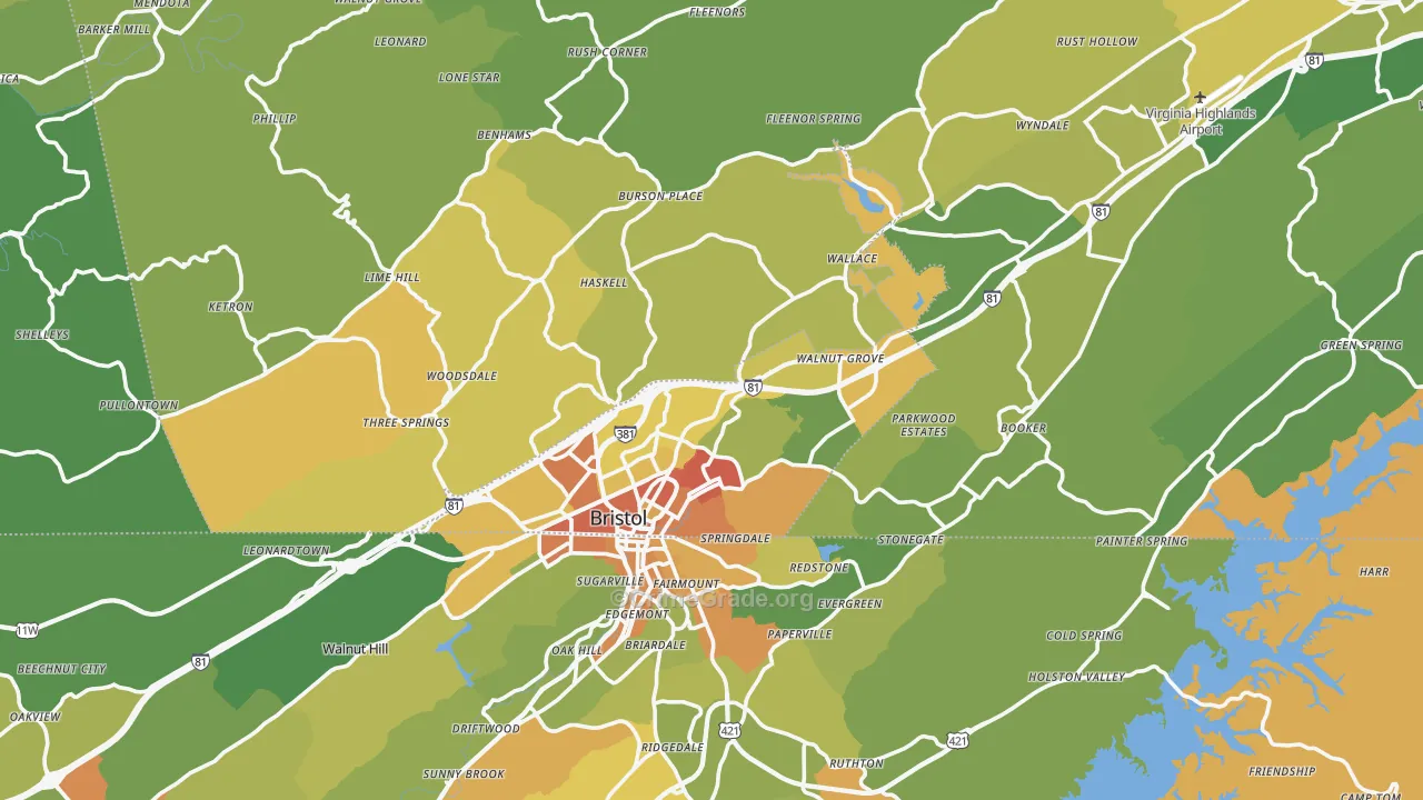 Bristol, VA Map of Murder Rates